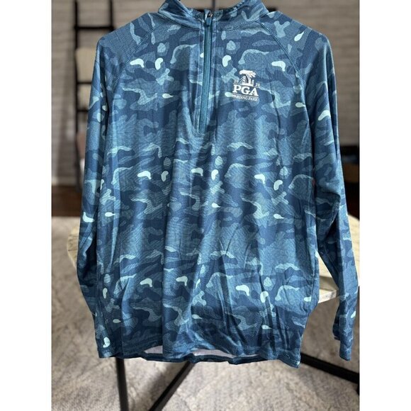Garb Blue Camoufage 1/4 Zip Pullover Performance Golf Sweater Mens Size XL - Picture 1 of 7